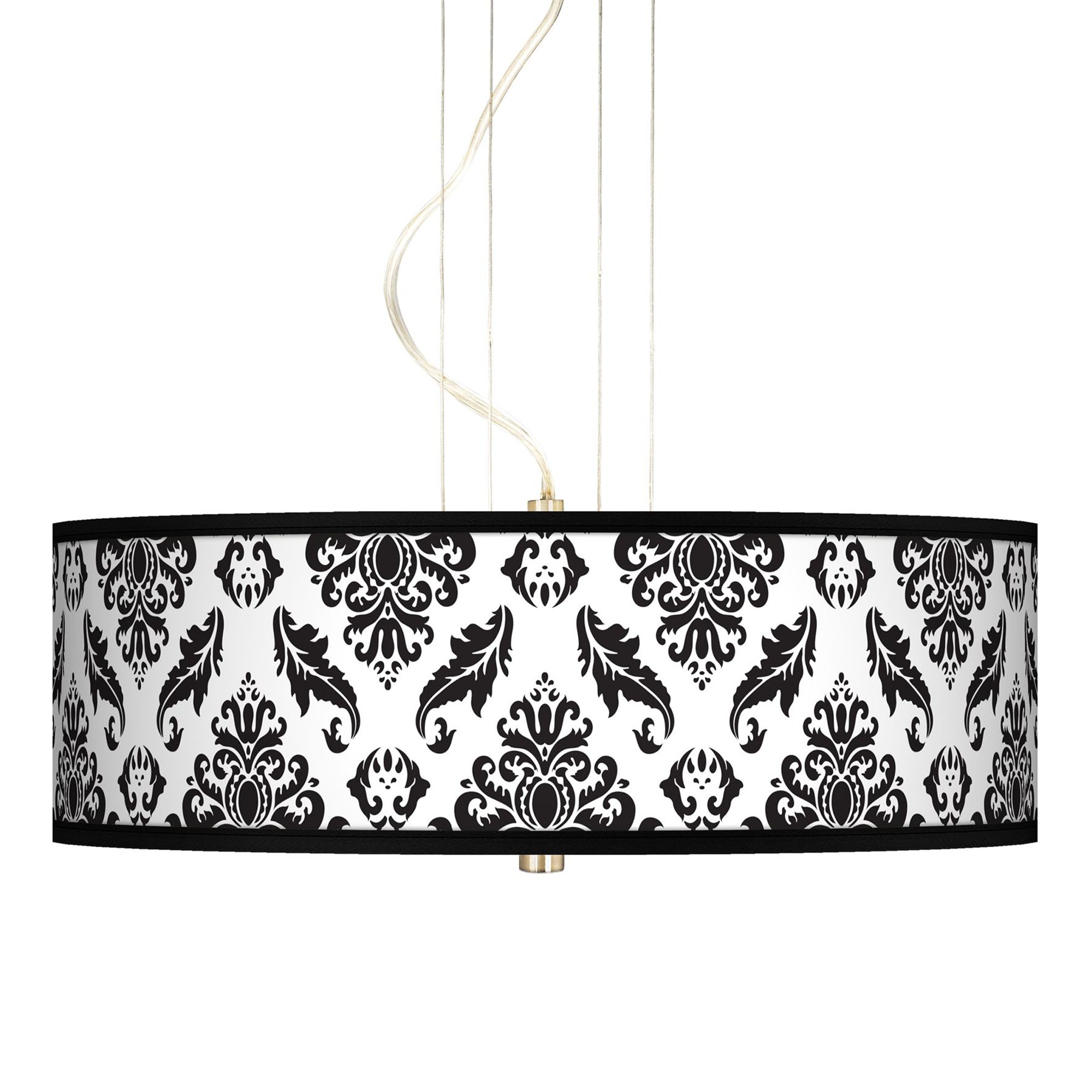 Black Filigree 20" Wide 3-Light Pendant Chandelier