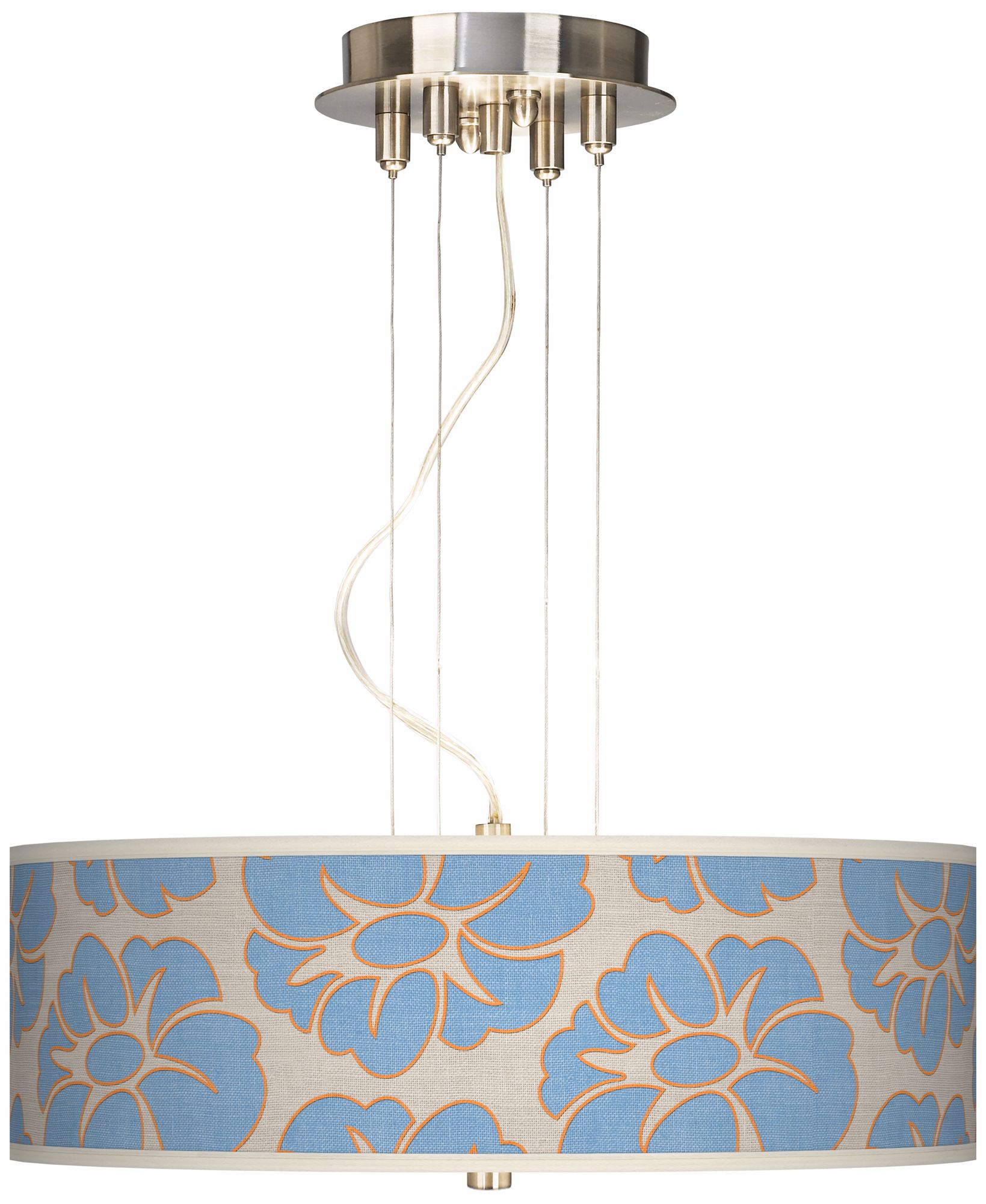 Floral Blue Silhouette 20" Wide Pendant Chandelier
