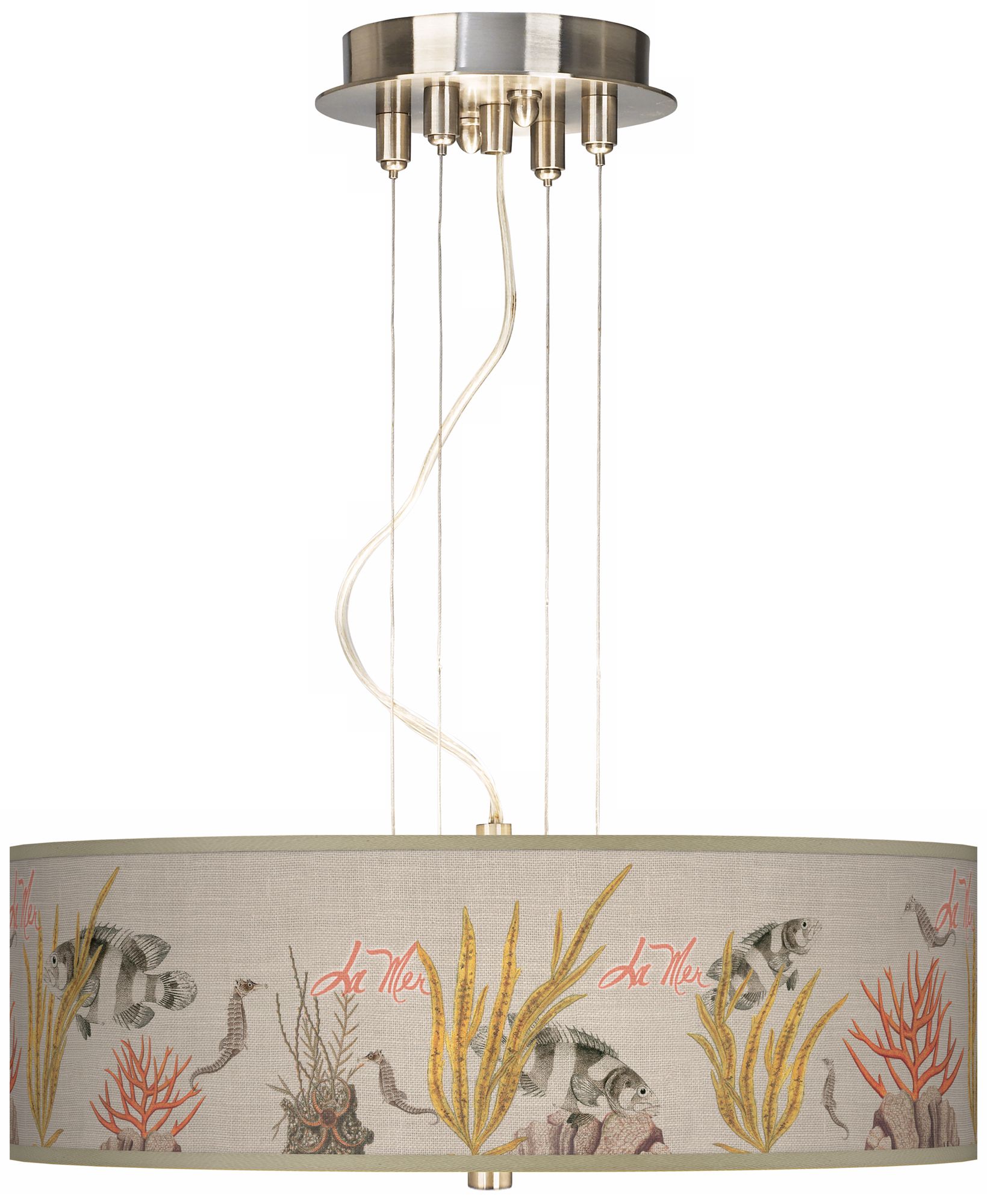La Mer Coral Giclee 20" Wide 3-Light Pendant Chandelier