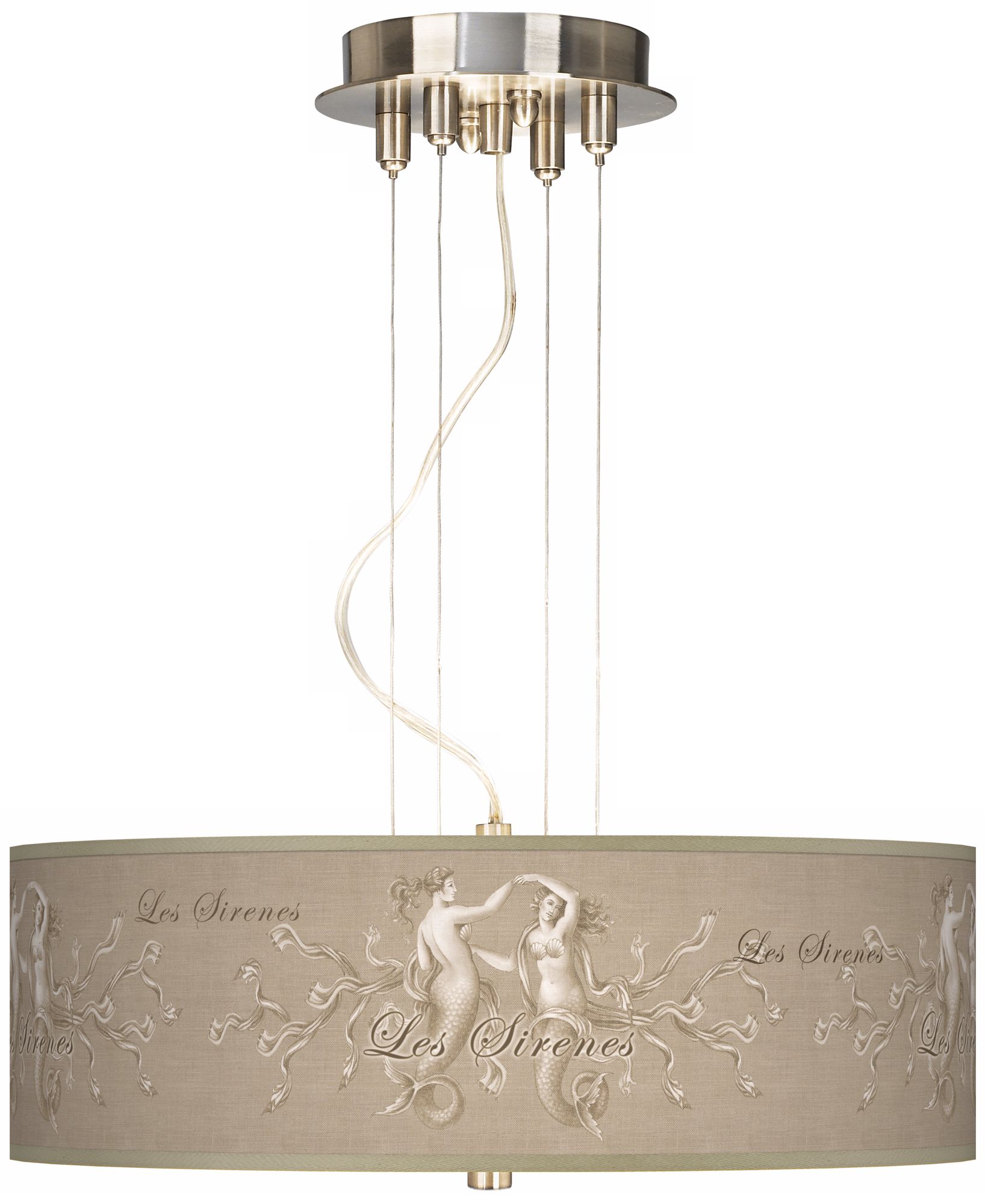 Les Sirenes Natural Giclee 20" Wide Pendant Chandelier