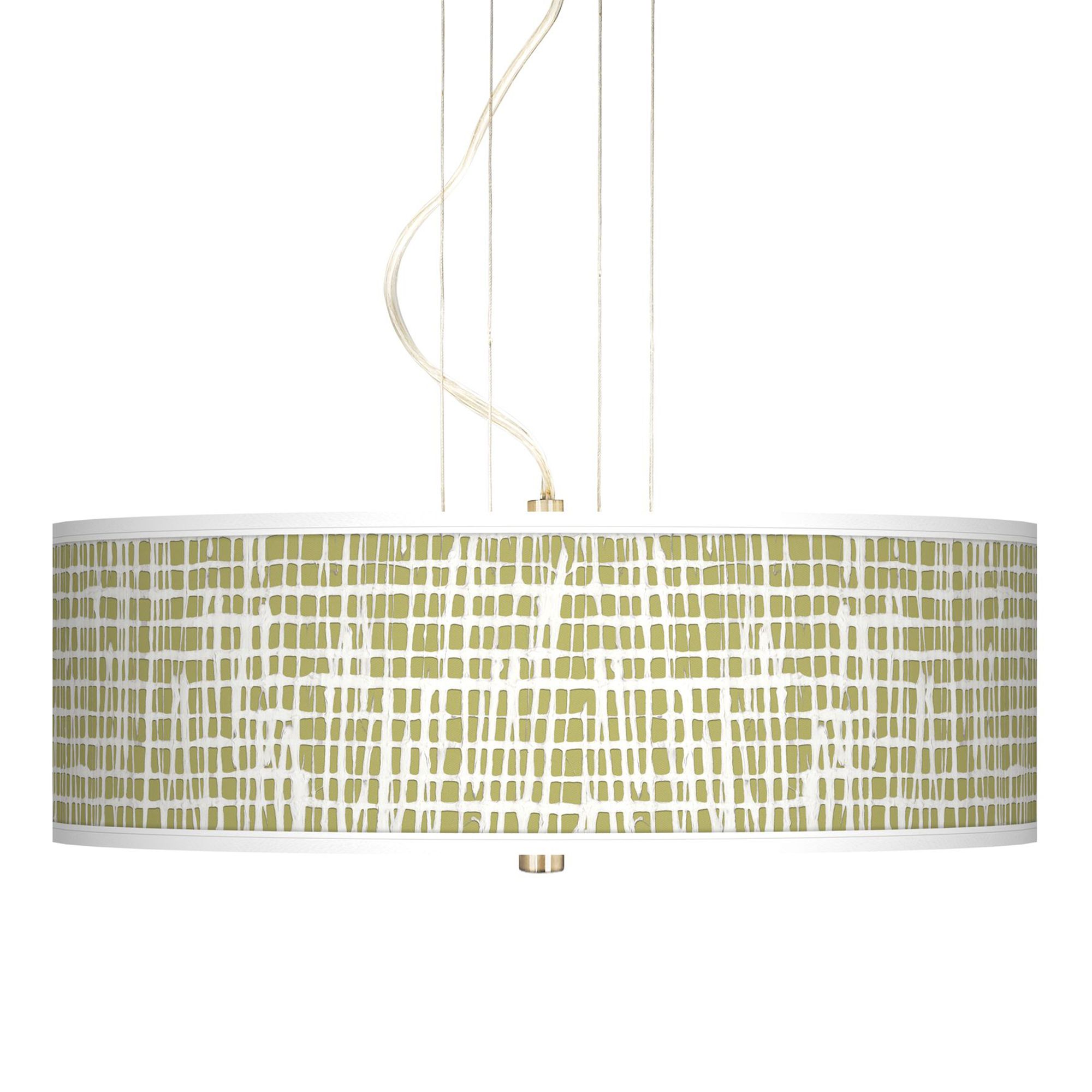 Ecru Screen Linen Giclee 20" Wide Pendant Chandelier
