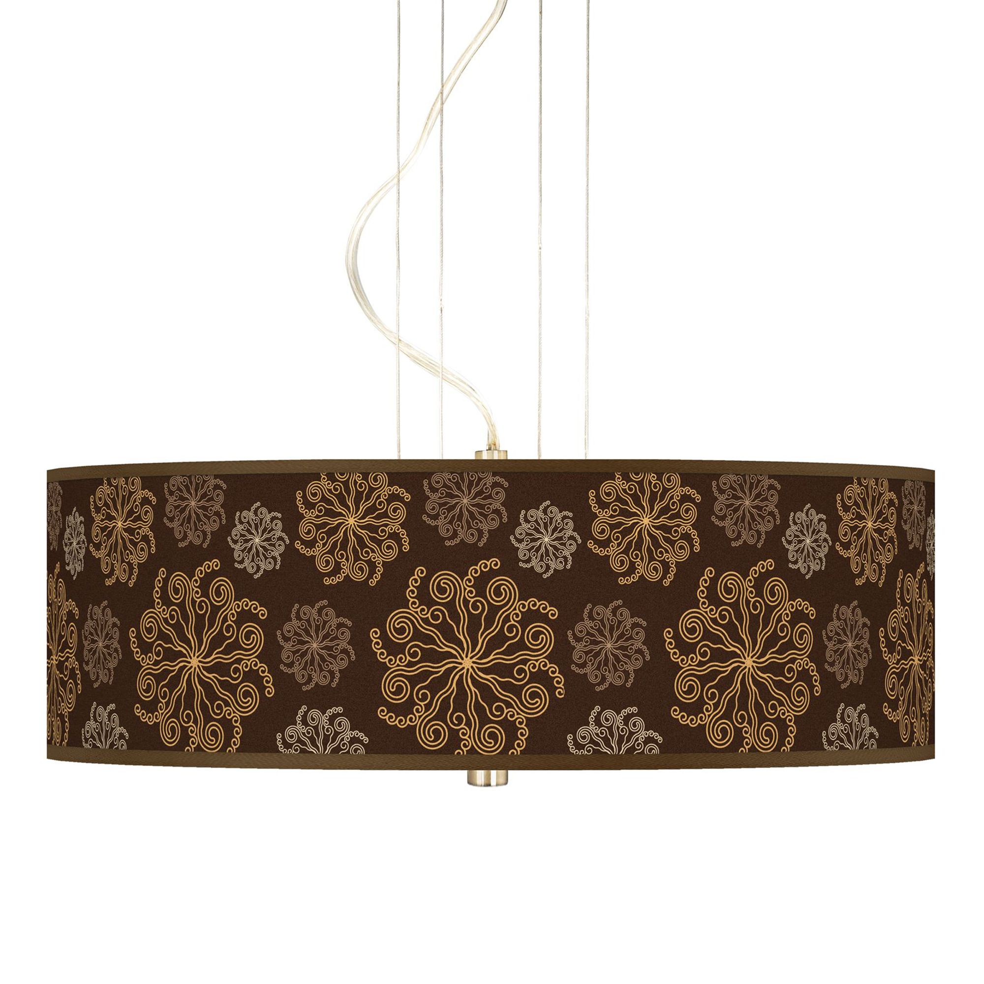 Chocolate Blossom Giclee 3-Light Pendant Chandelier