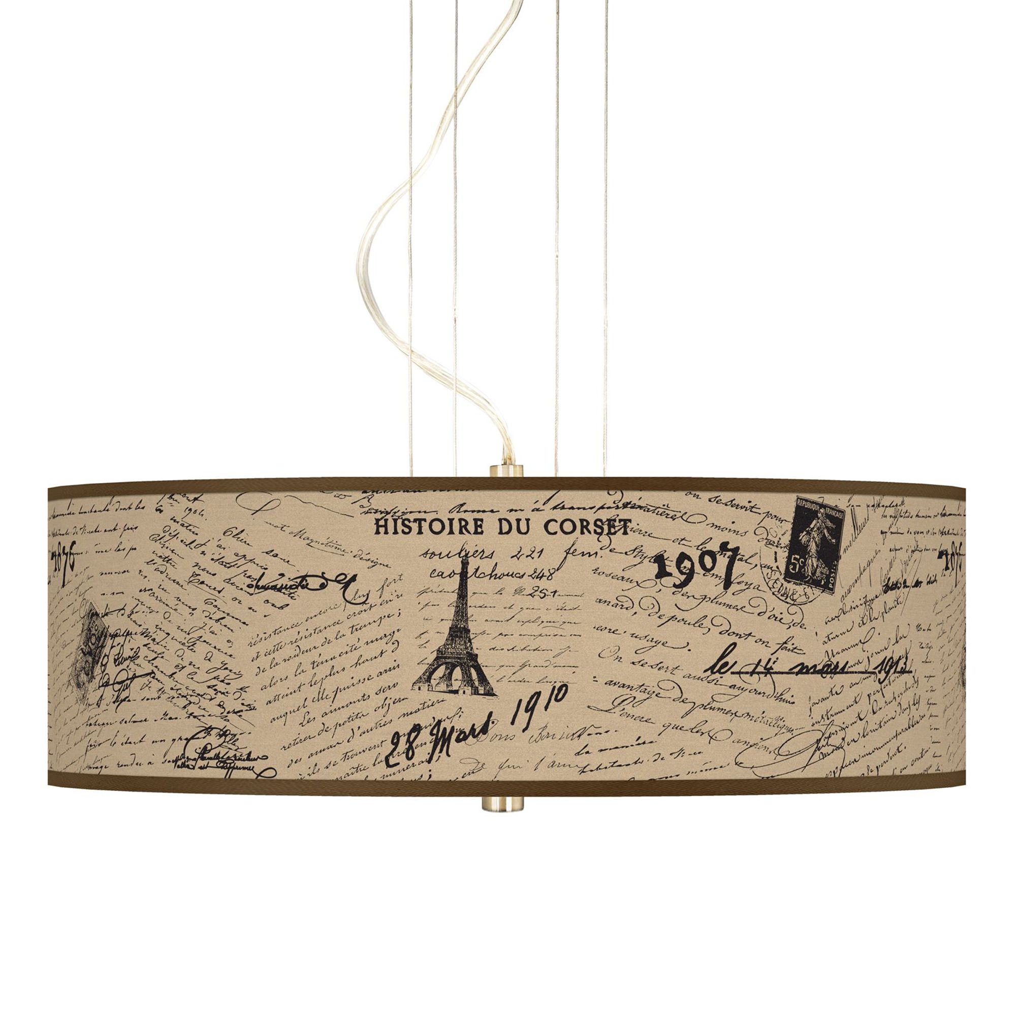 Letters to Paris Giclee 3-Light Pendant Chandelier