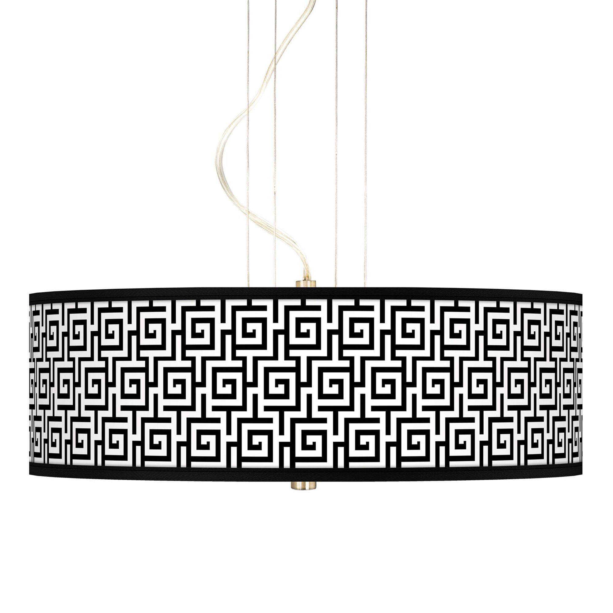 Greek Key Giclee 20" Wide 3-Light Pendant Chandelier