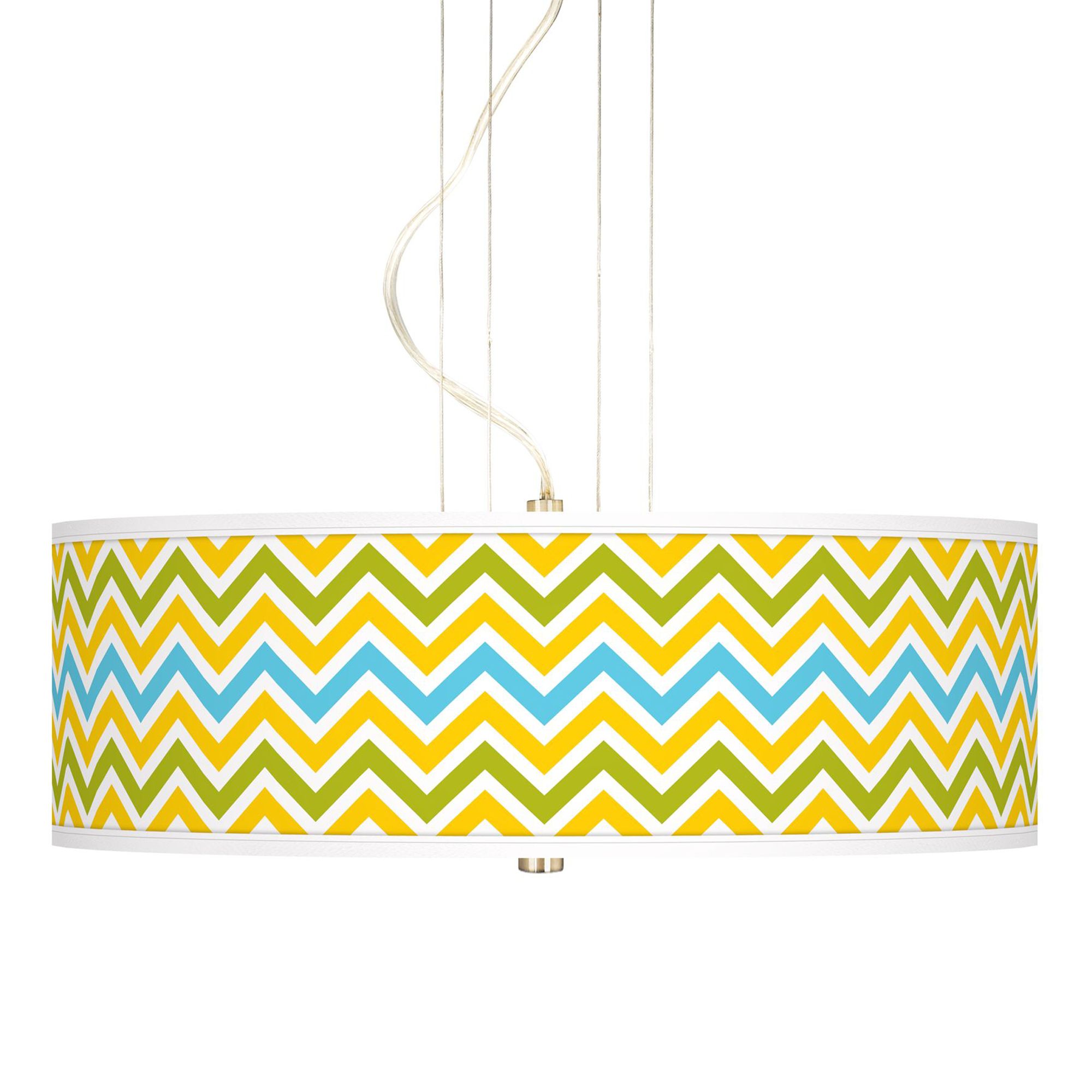 Citrus Zig Zag Giclee 20" Wide 3-Light Pendant Chandelier