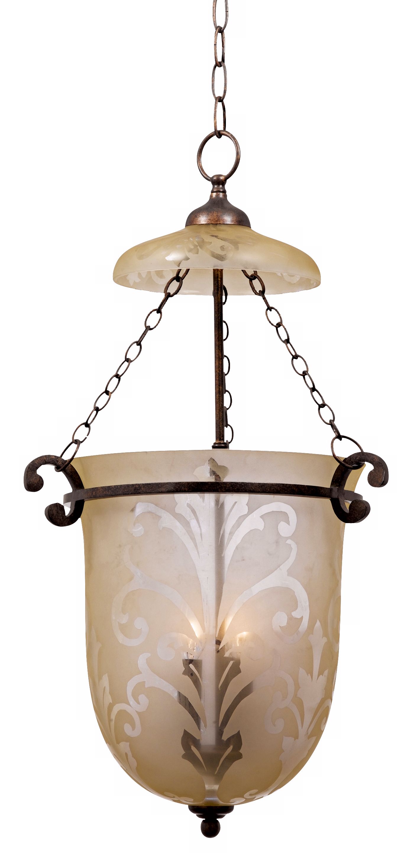 Three Light Bronze Umber Pendant Chandelier