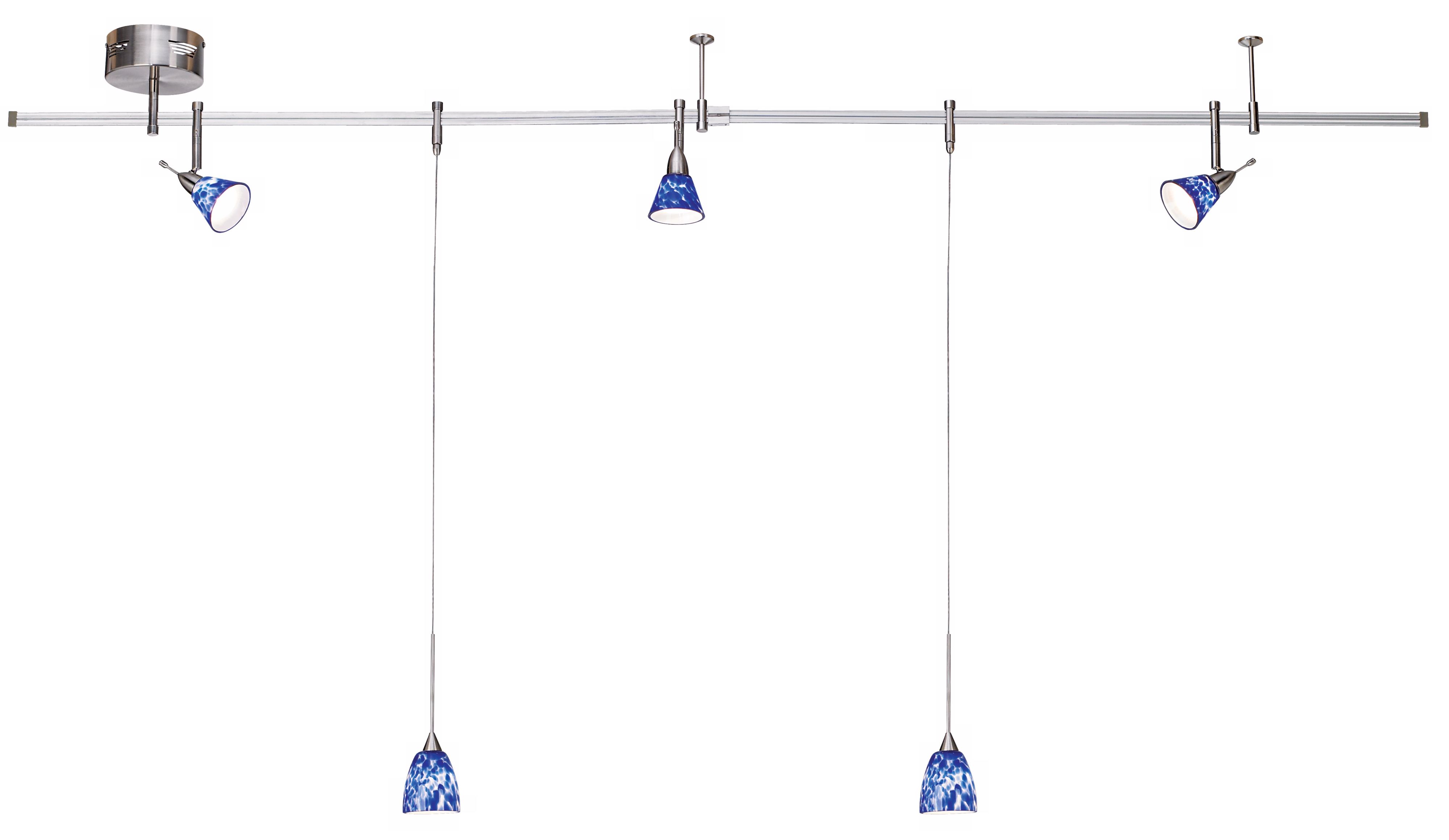 Pro Track Blue and Frosted Glass 5-Light Complete Rail Kit