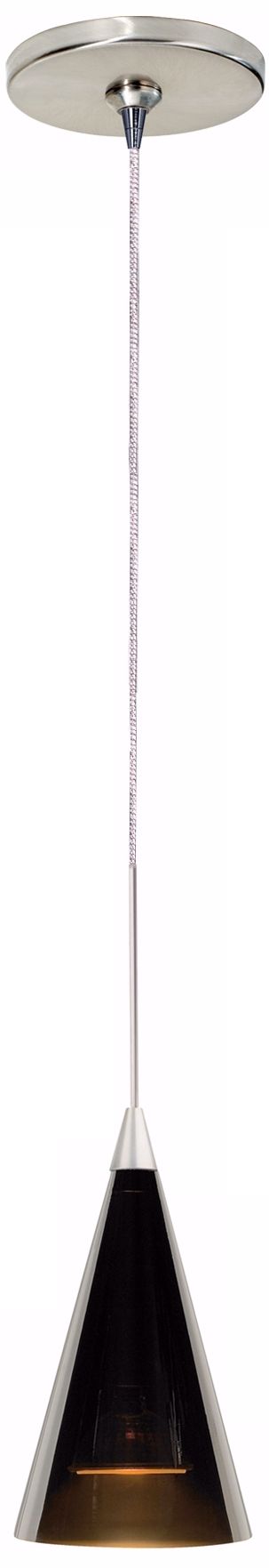 Cone Satin Nickel Havana Brown Glass Mini Pendant