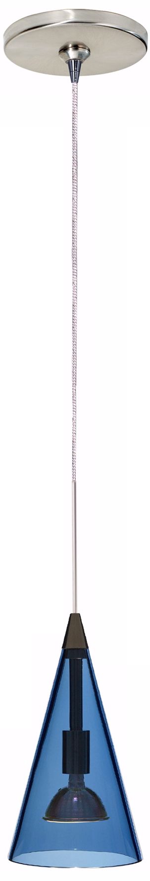 Cone Satin Nickel Steel Blue Mini Pendant