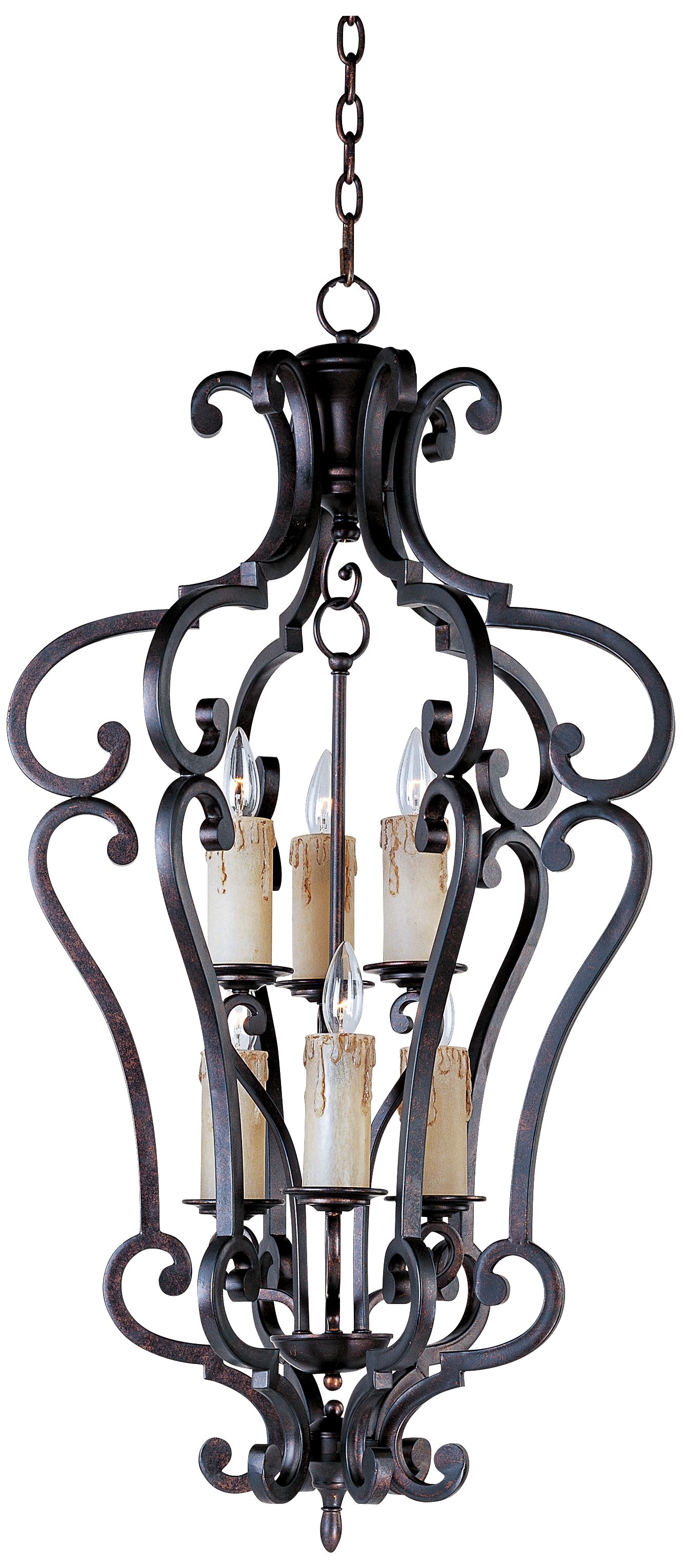 Empress Colonial Umber Finish 6-Light Pendant Chandelier