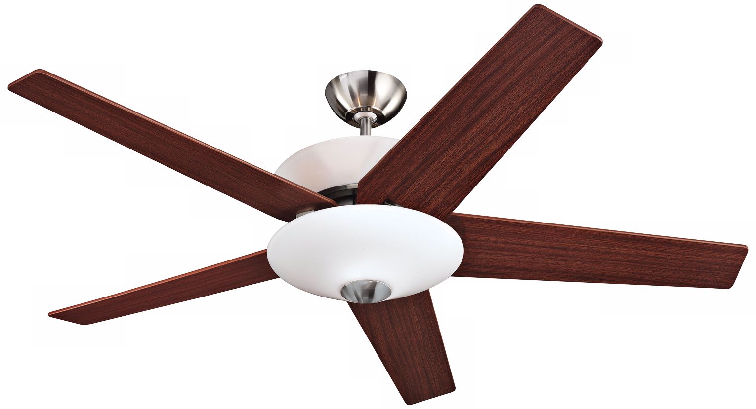 52" Monte Carlo Gemini Brushed Steel Dual Light Ceiling Fan