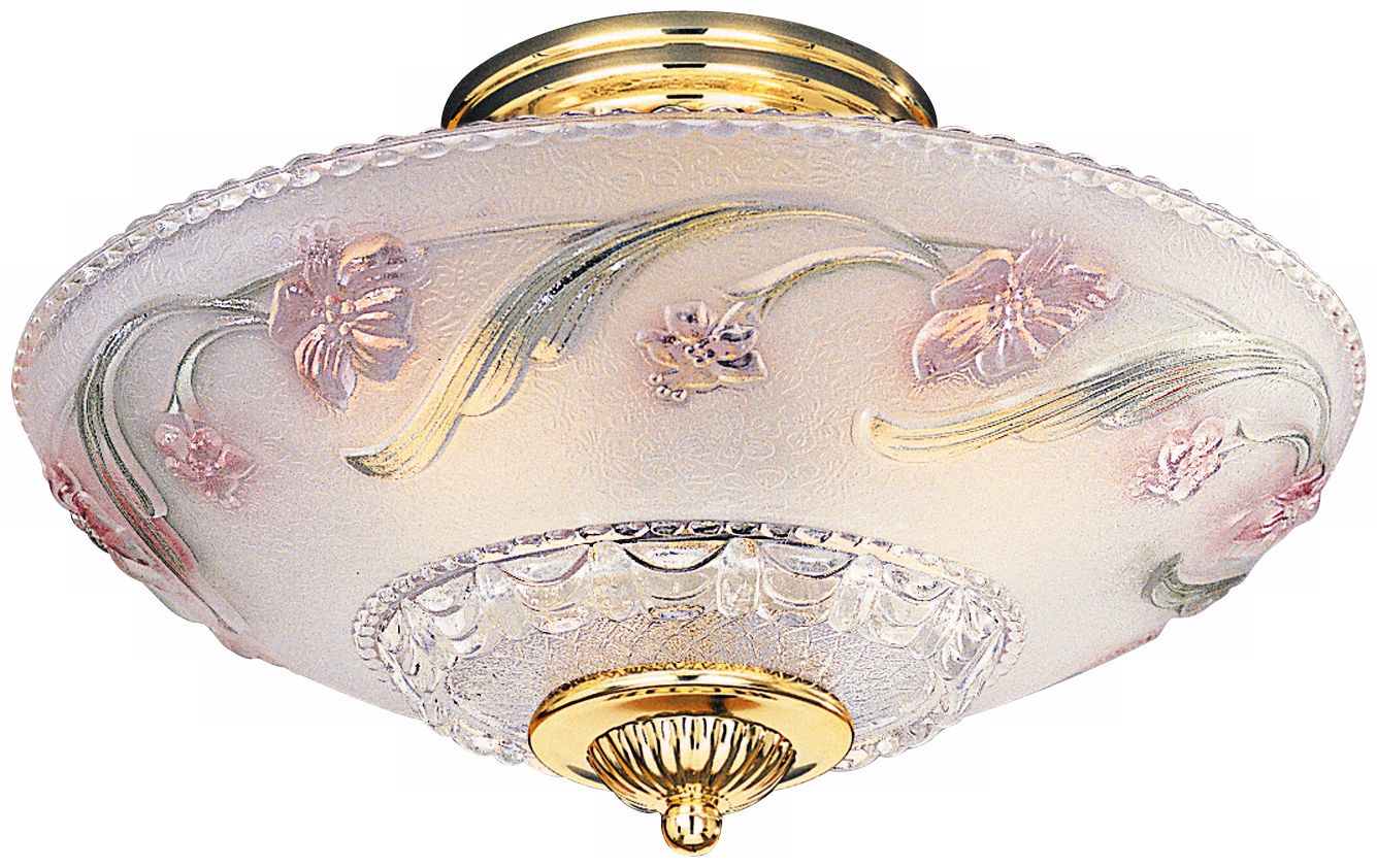 Pink Flower Antique Look 14" Wide Ceiling Light