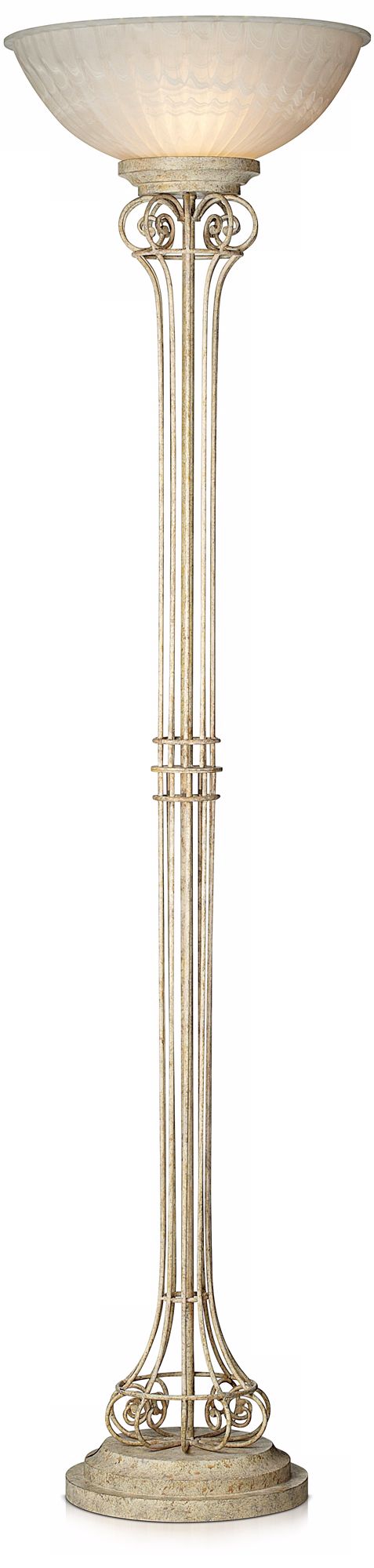 Kathy Ireland Georgetown Aged Beige Torchiere Floor Lamp