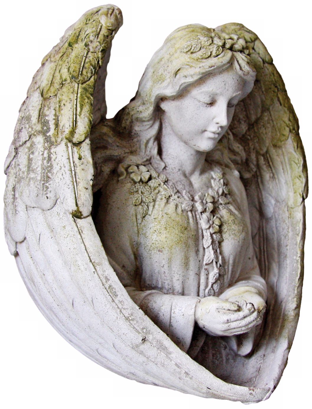 Moss White Angel 11" High Outdoor Birdfeeder