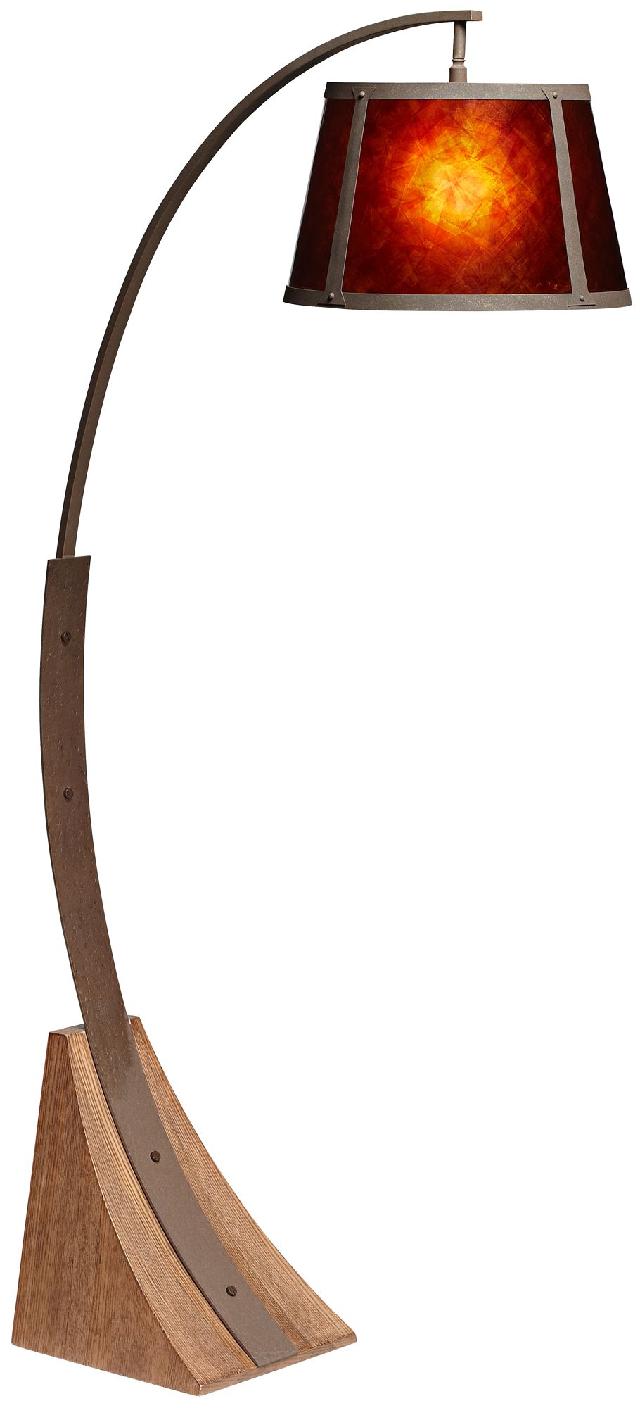 Oak River Arc Mica Shade Dark Rust Floor Lamp