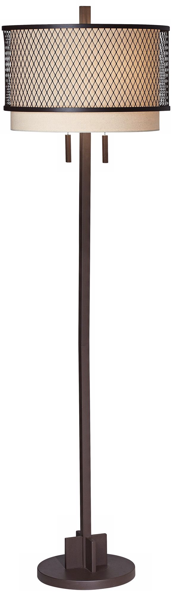 Industrial Metal Mesh Shade Bronze Floor Lamp