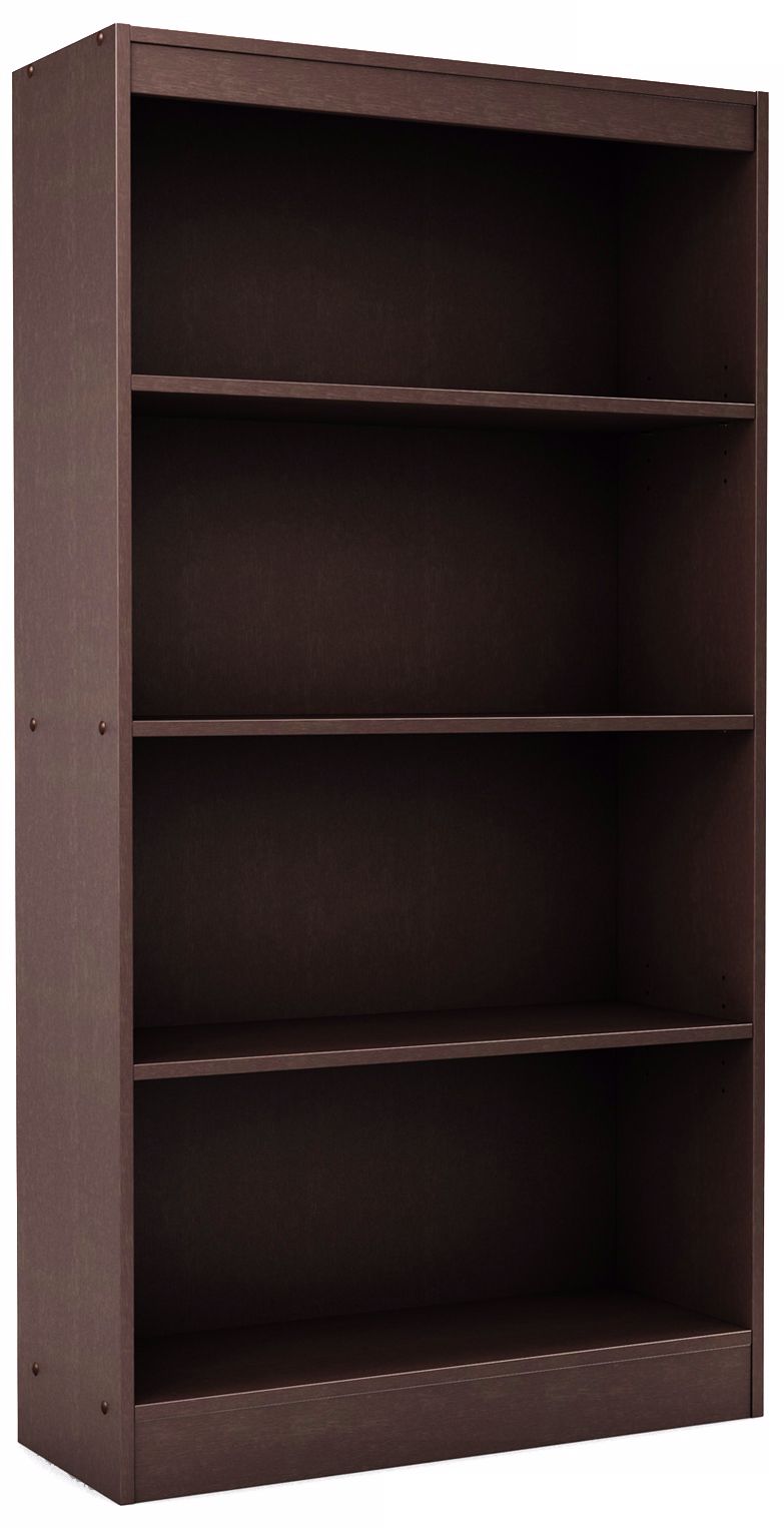 Axess 4-Shelf Chocolate Bookcase
