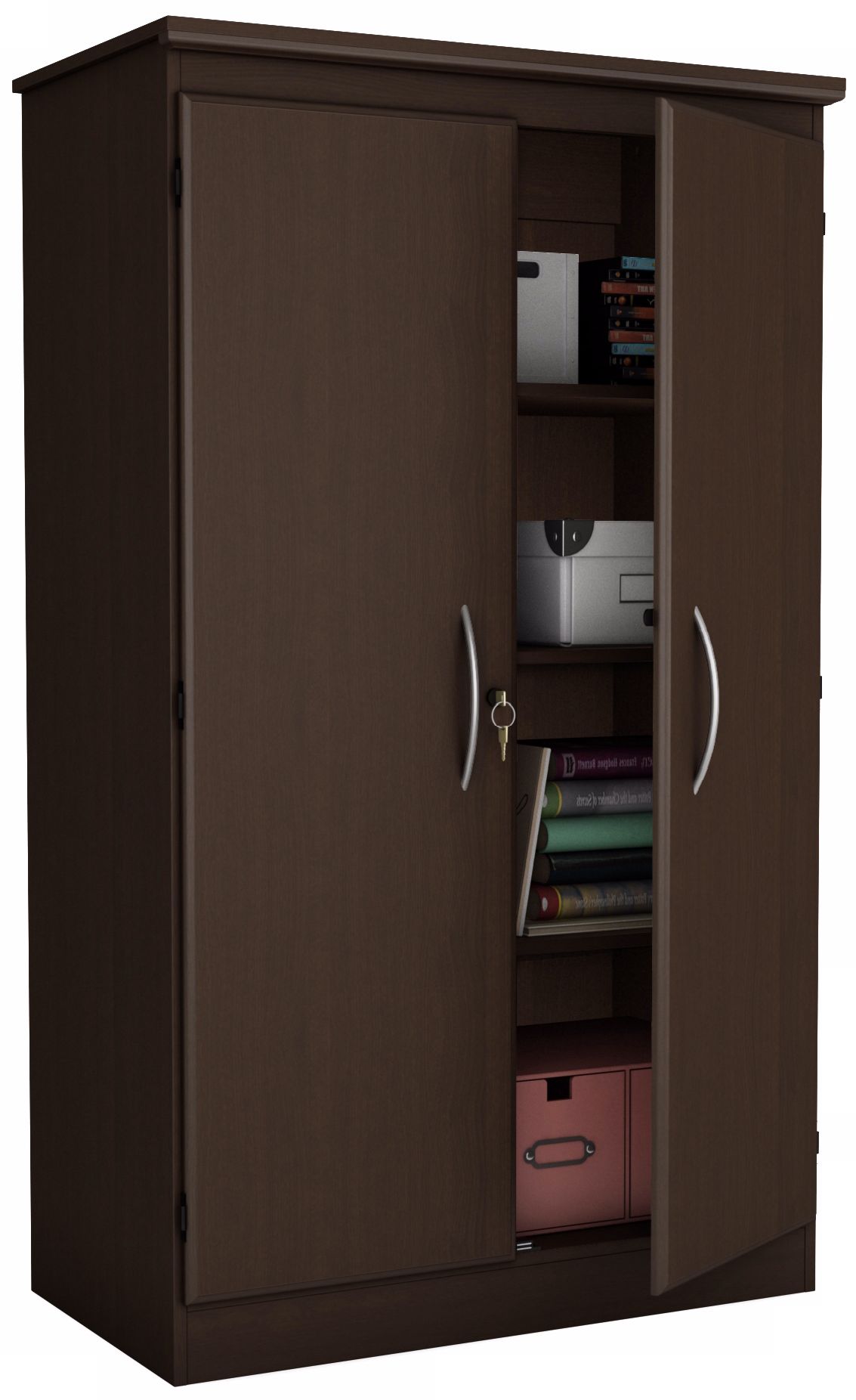 Morgan 2-Door Locking Chocolate Storage Cabinet