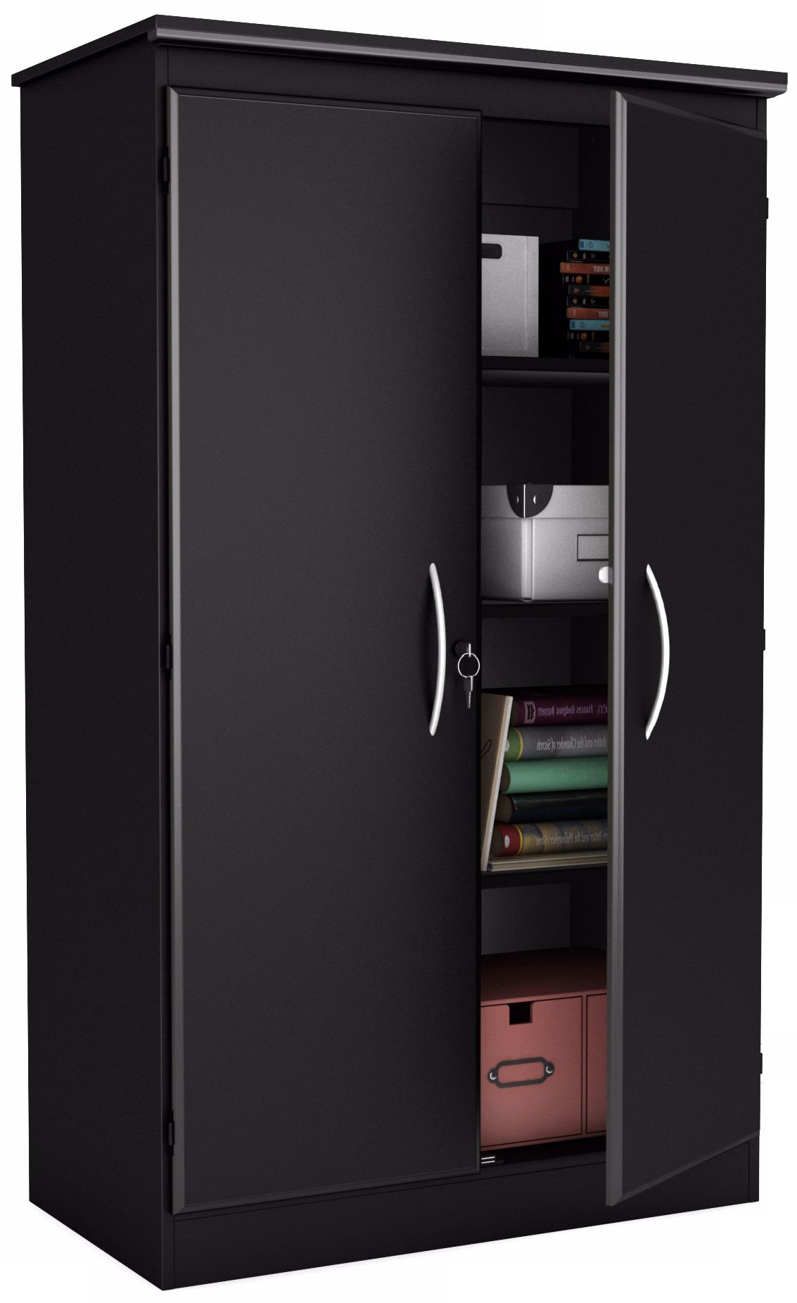 Morgan 2-Door Locking Pure Black Storage Cabinet