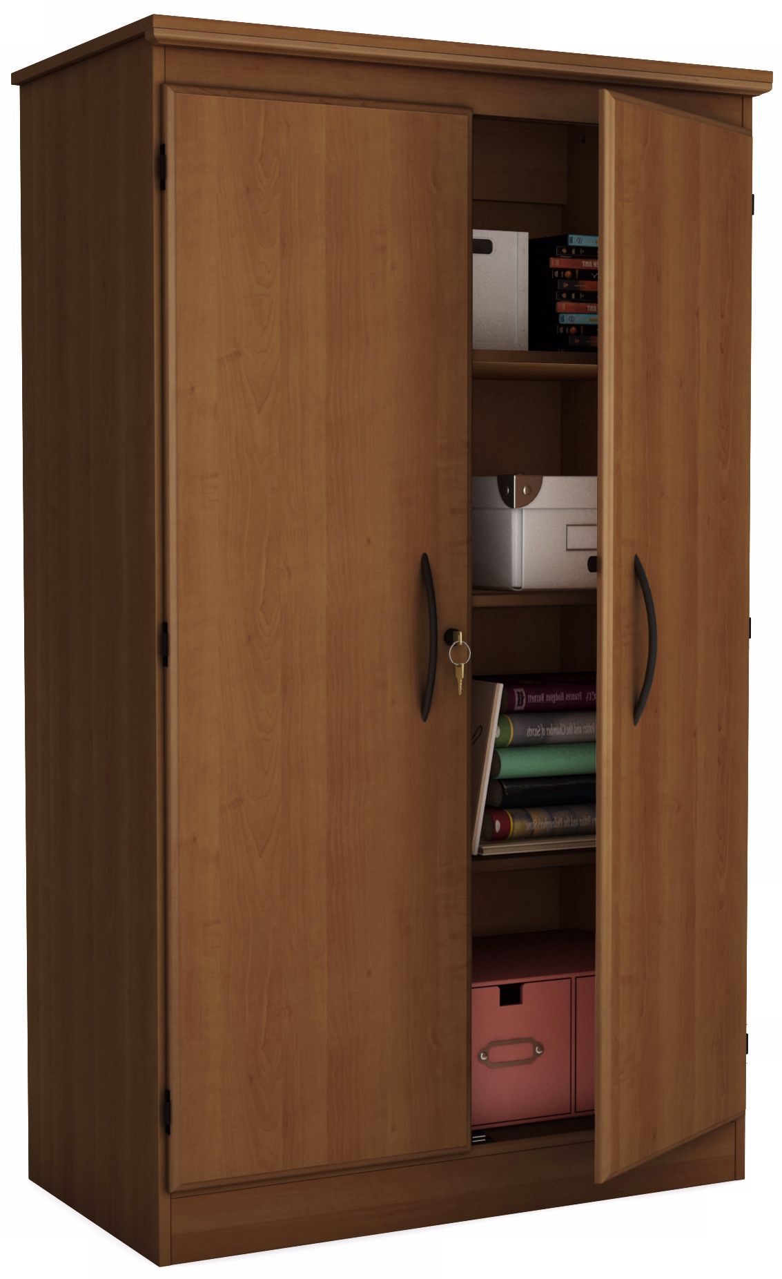 Morgan 2-Door Locking Morgan Cherry Storage Cabinet