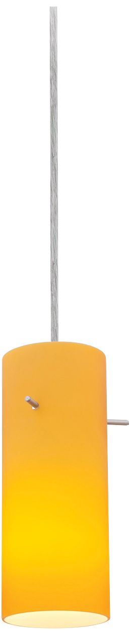 Sydney Cylinder Brushed Steel - Amber Glass Mini Pendant