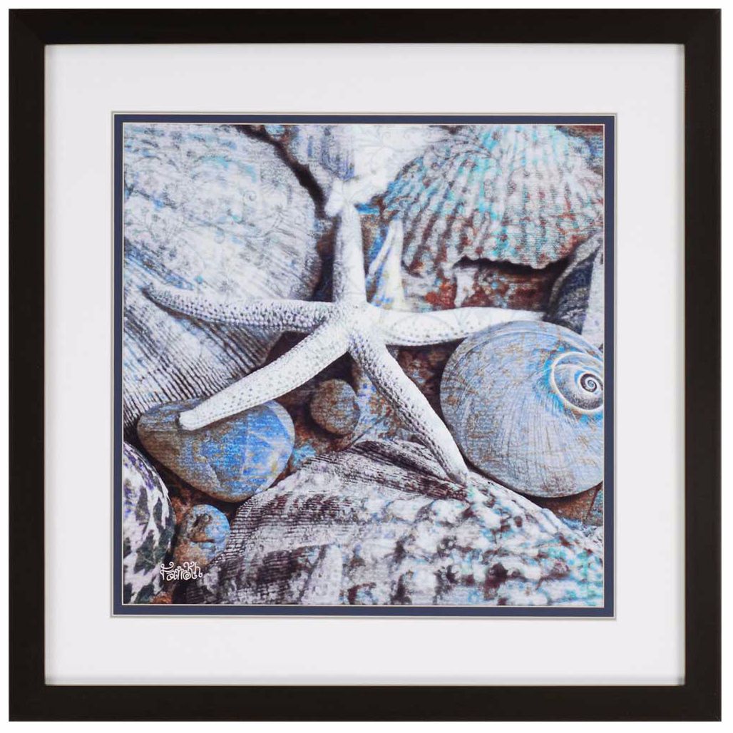 Blue Tide I 35" Square Sea Shell Wall Art