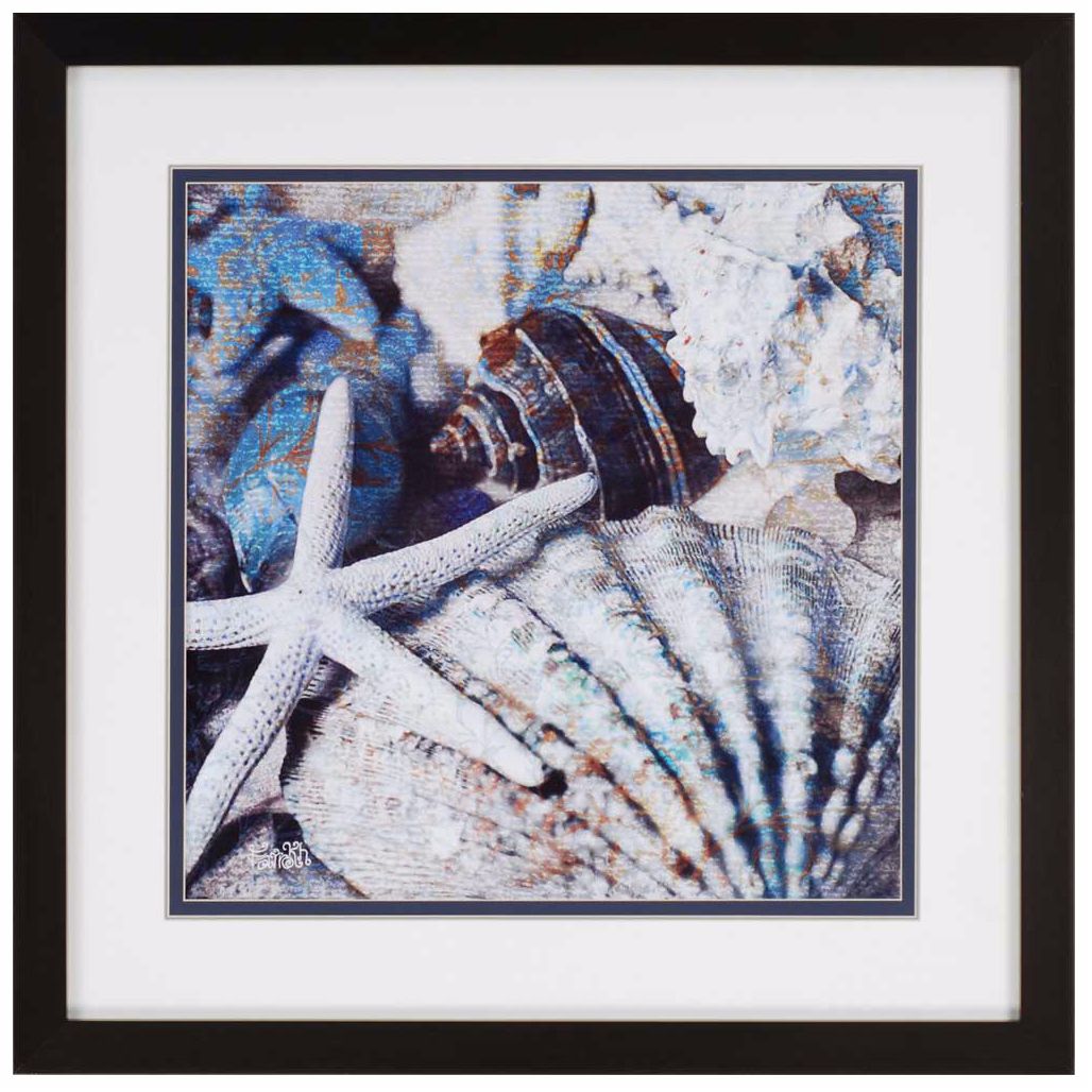Blue Tide II 35" Square Sea Shell Wall Art