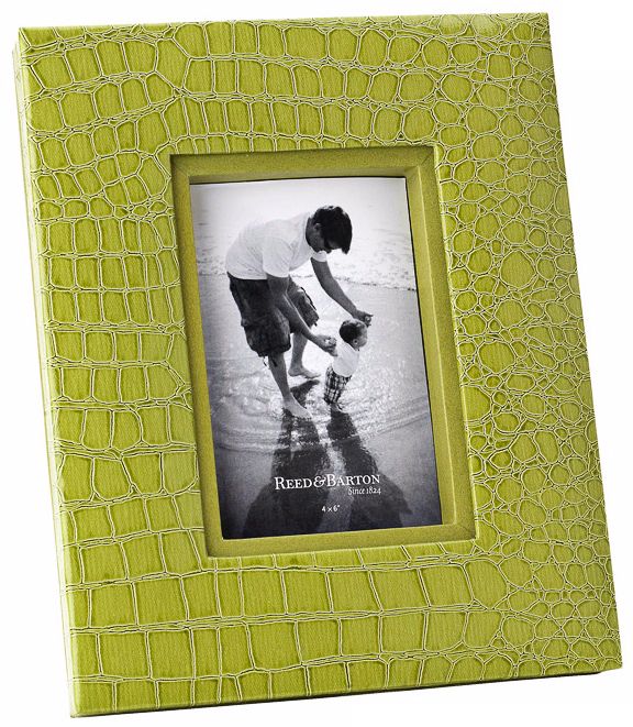 Reed and Barton Faux Croc 4"x6" Green Picture Frame