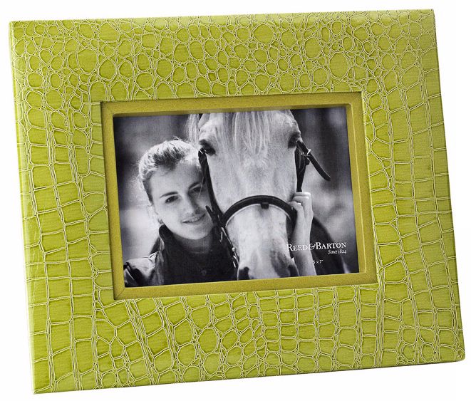 Reed and Barton Faux Croc 5"x7" Green Picture Frame