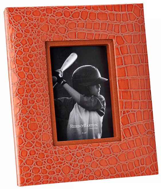 Reed and Barton Faux Croc 4"x6" Orange Picture Frame
