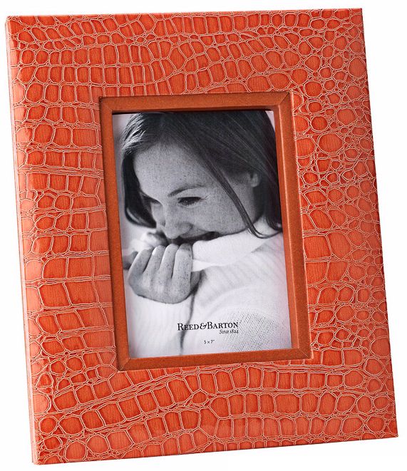 Reed and Barton Faux Croc 5"x7" Orange Picture Frame