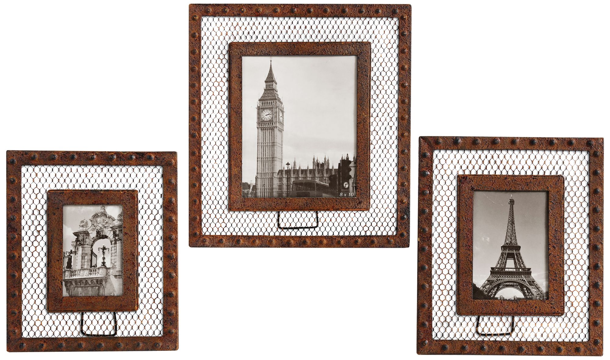 Uttermost Aruna Set of 3 Rust Metal Lattice Photo Frames