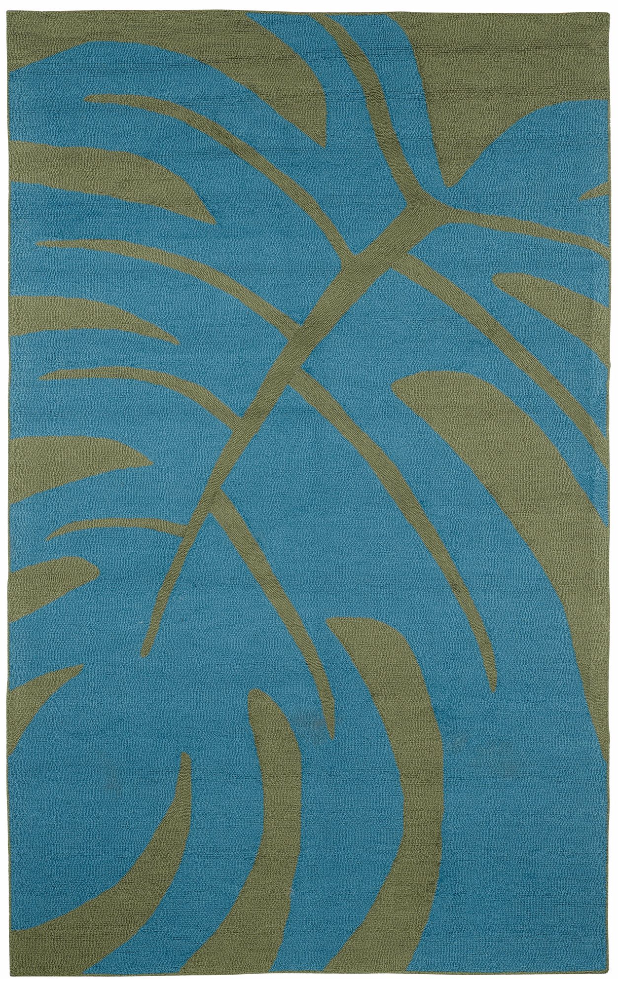 Resort Ginger Blue Leaf 25326 Outdoor Area Rug