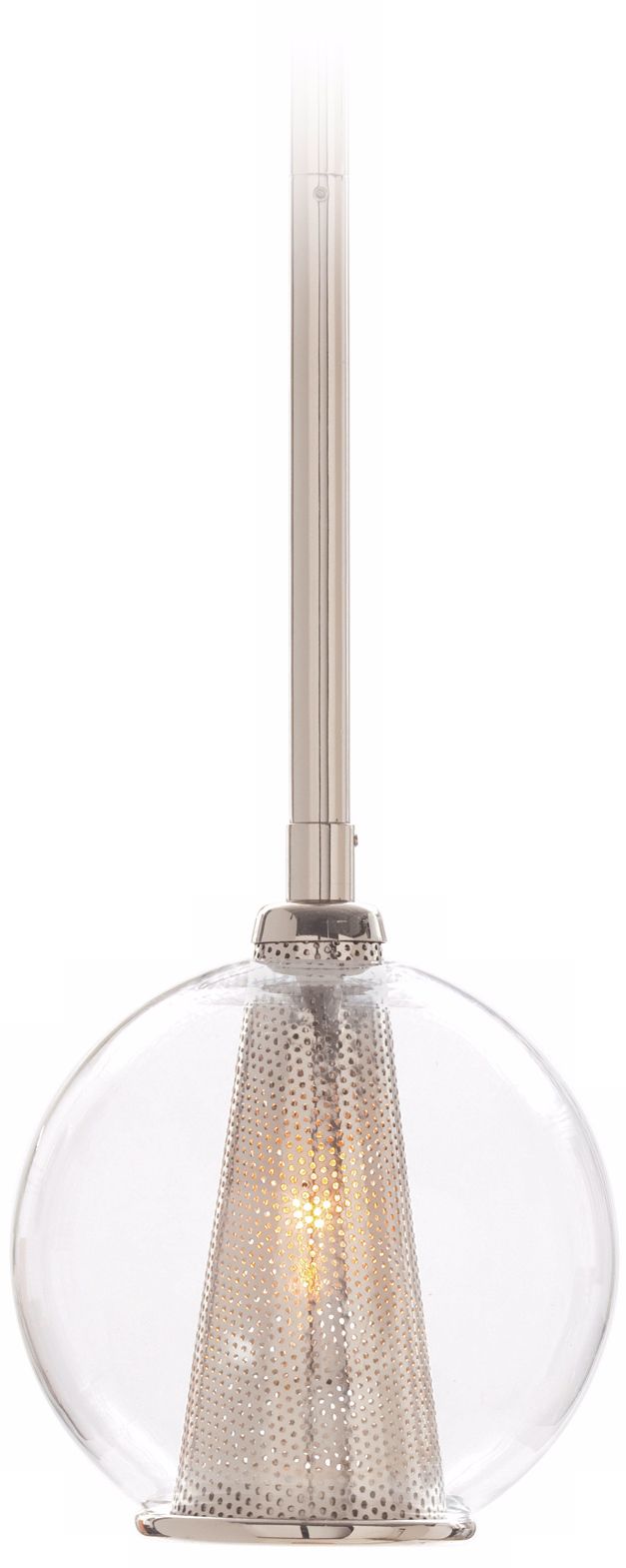 Arteriors Caviar Polished Nickel 6" Wide Glass Pendant