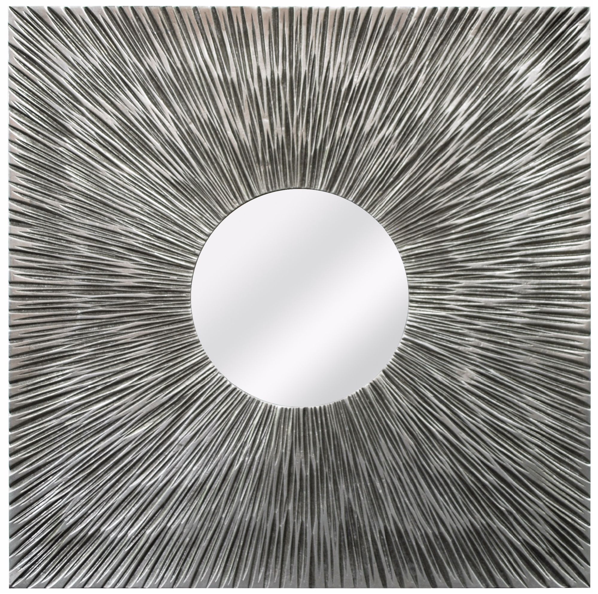 Resound Textured Silver 31 1/2" Square Wood Wall Mirror