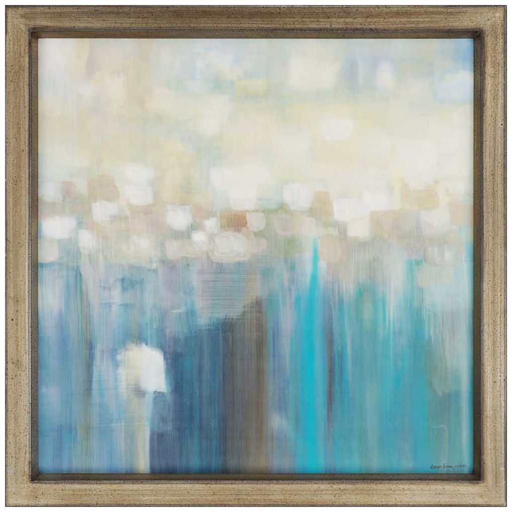 Aqua Light 41" Square Framed Contemporary Wall Art