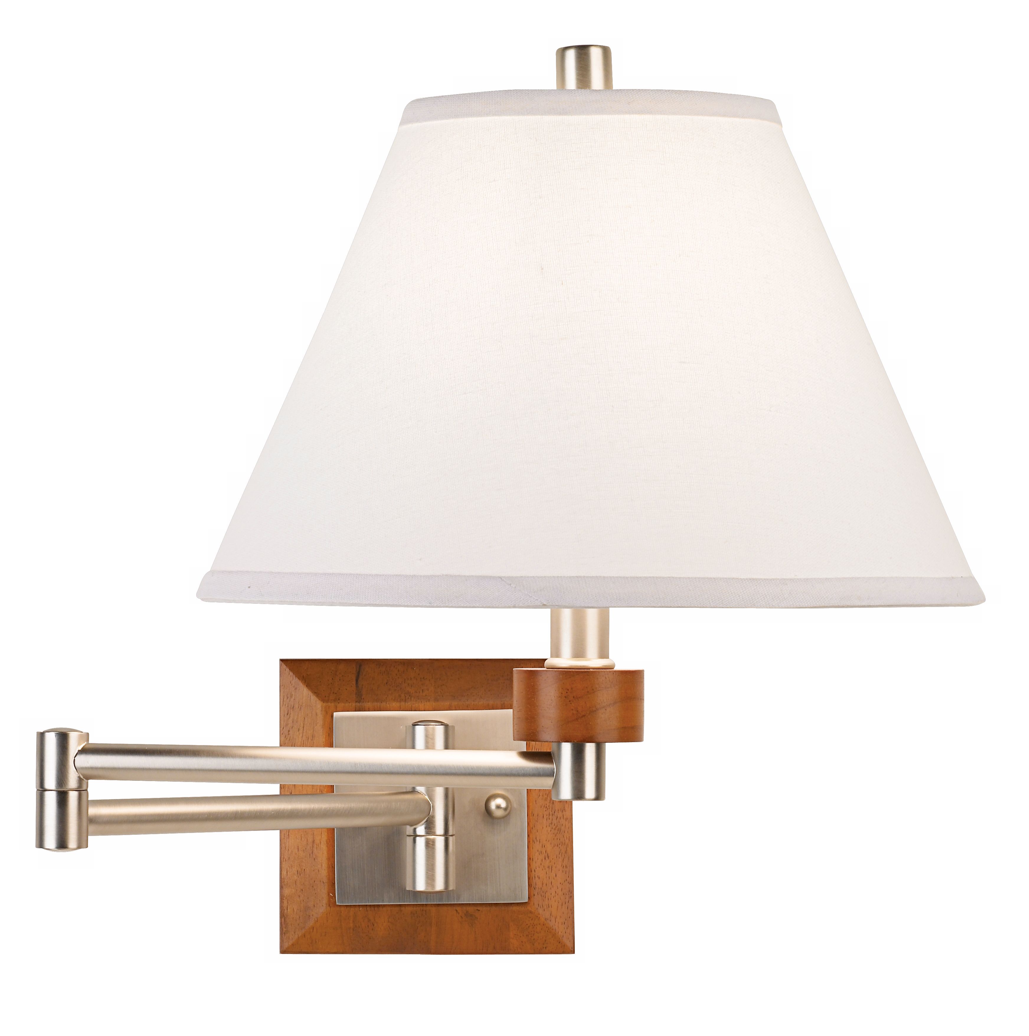 Dark Wood Plug-In Swing Arm Wall Lamp