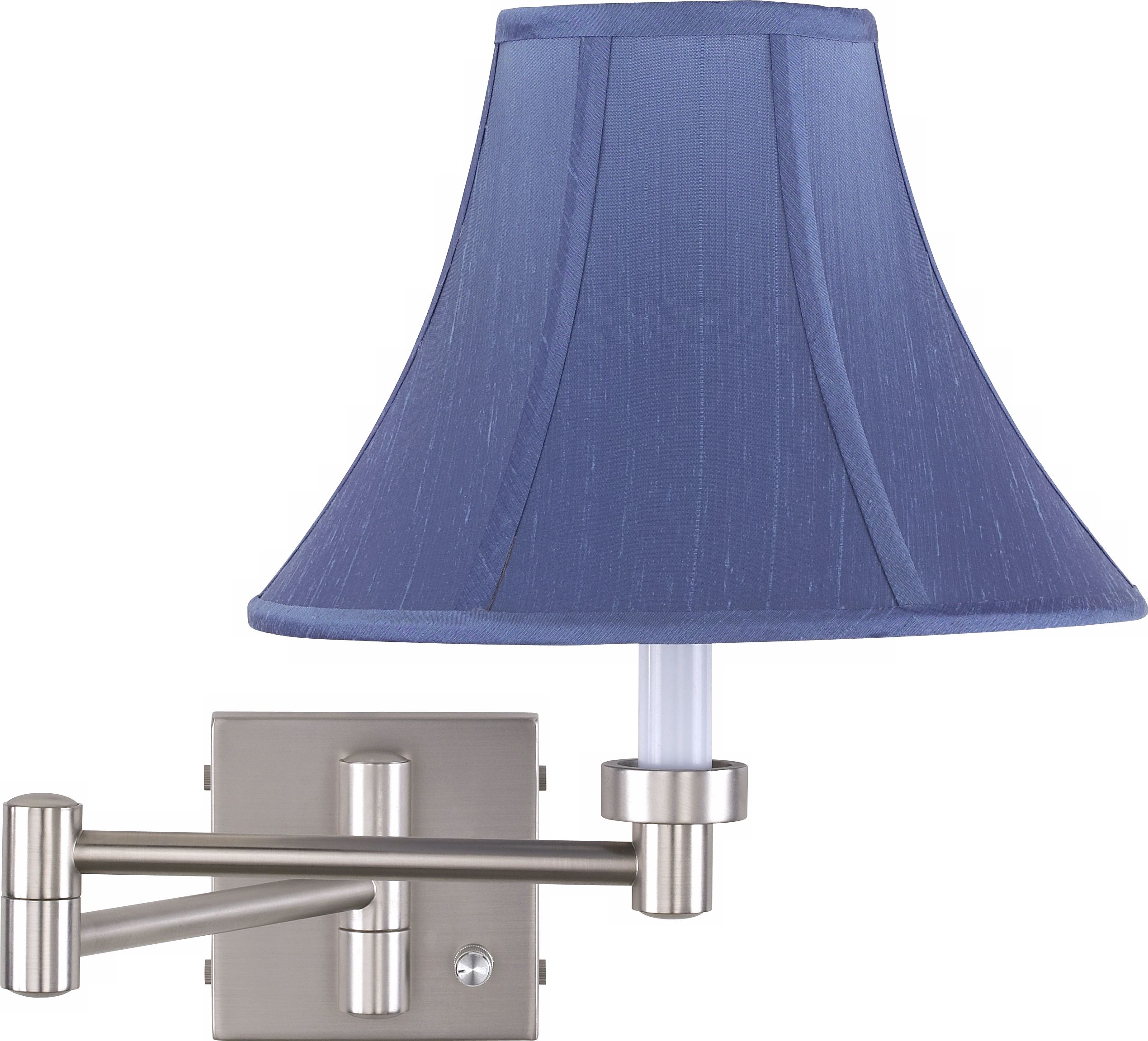 Brushed Steel Blue Shade Plug-In Style Swing Arm Wall Light