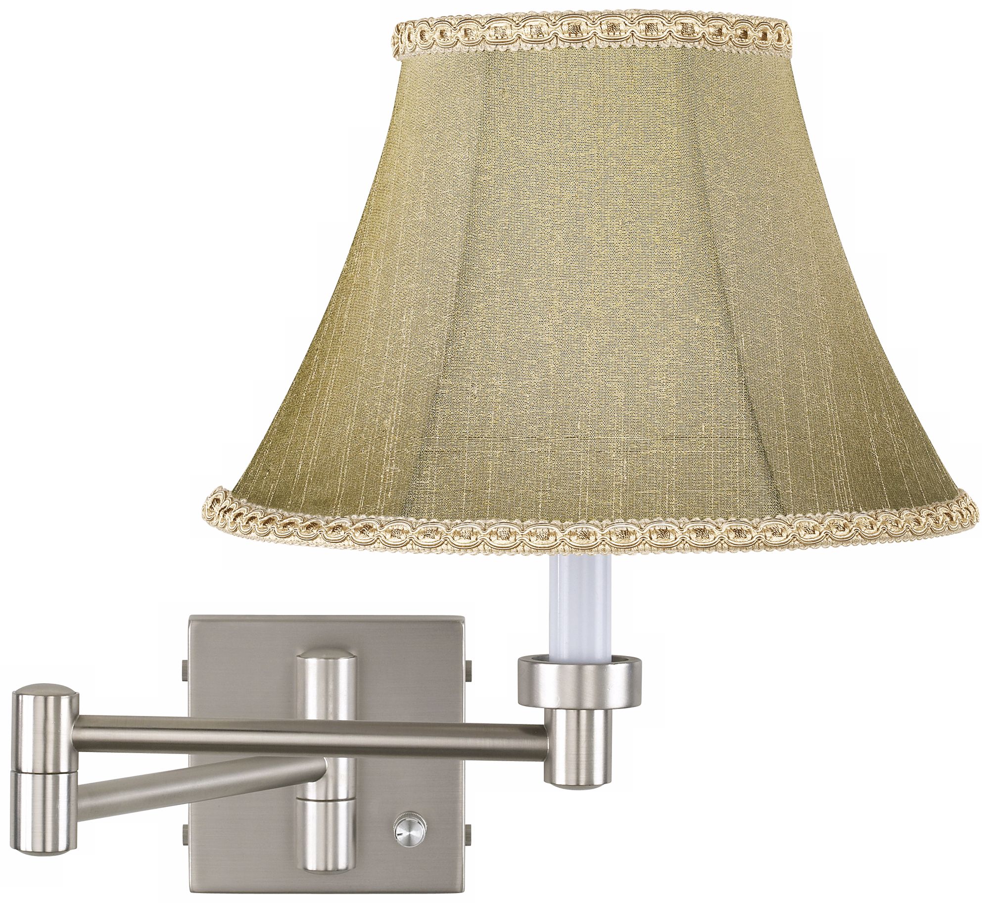Brushed Steel with Taupe Shade Plug-In Swing Arm Wall Lamp