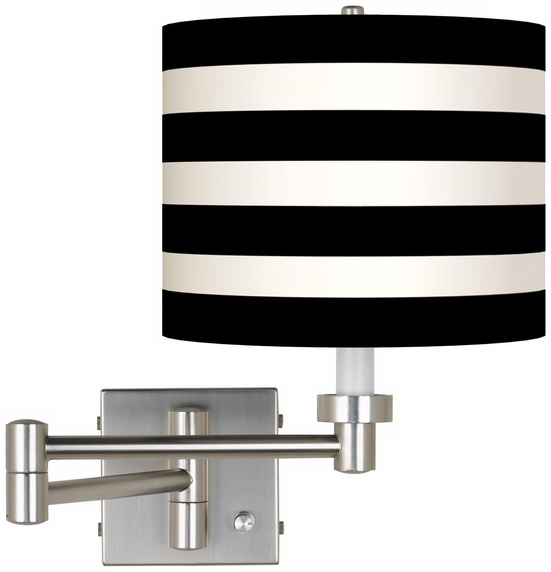 Black Velvet Stripe Brushed Steel Plug-In Style Swing Arm Lamp