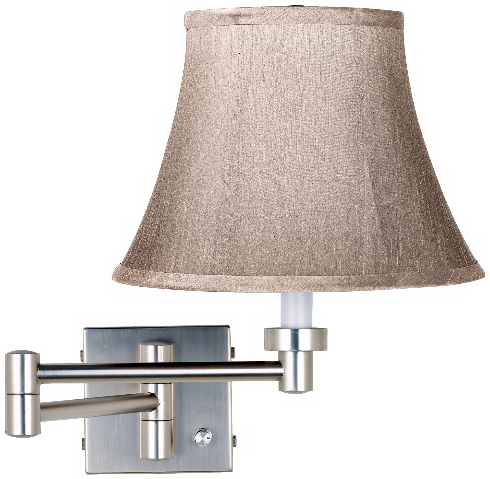 Faux Silk Dove Grey Brushed Steel Plug-In Style Swing Arm Lamp