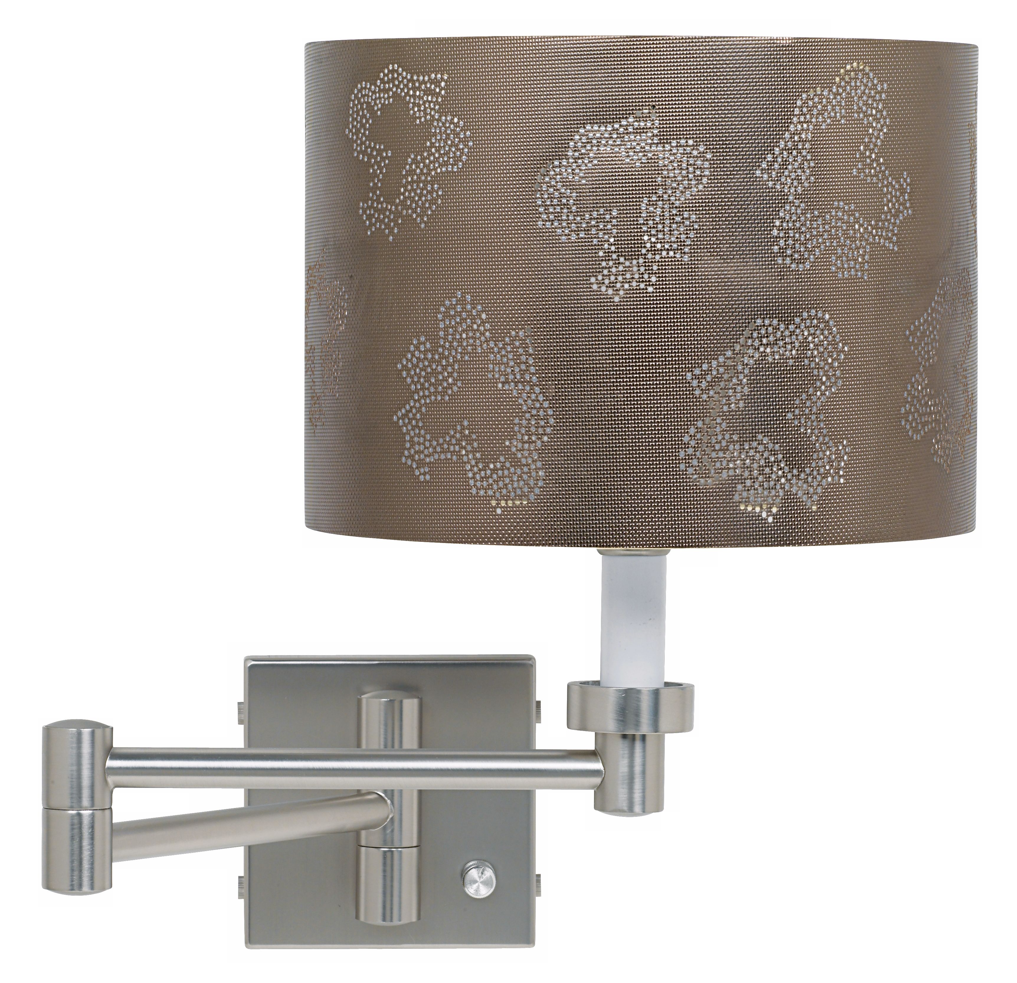 Bronze Laser Cut Shade Brushed Steel Plug-In Style Swing Arm