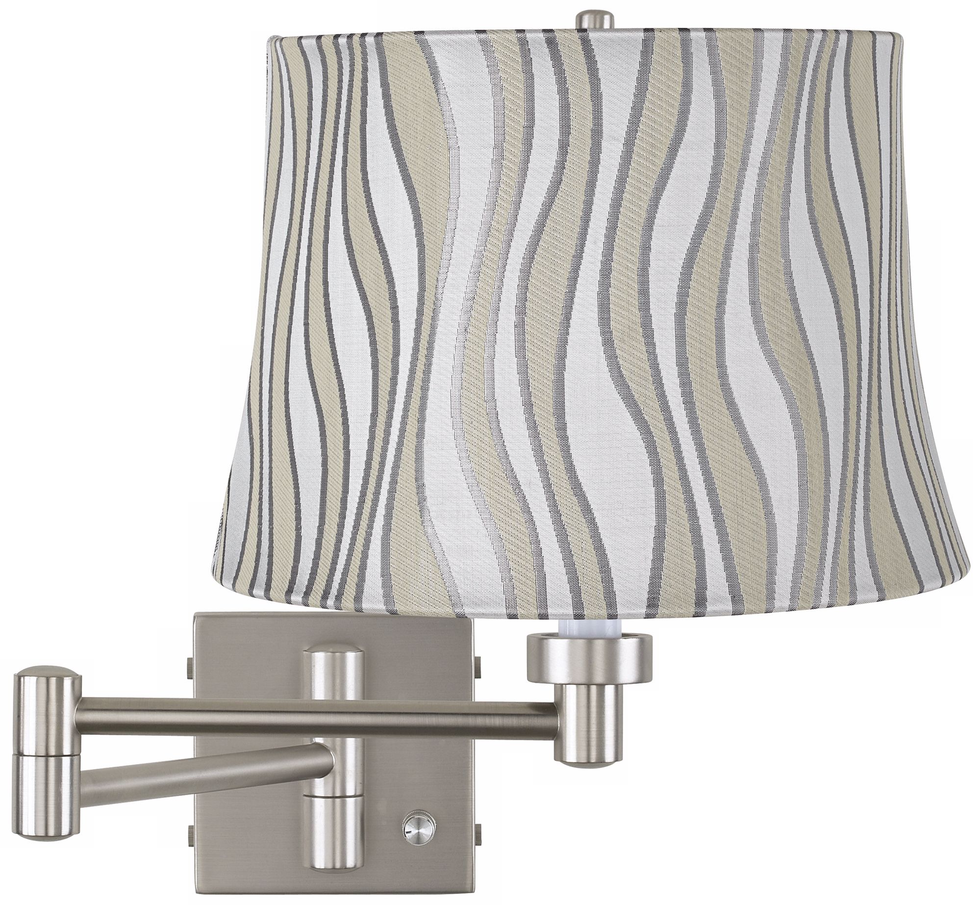 Gray Curved Stripes Brushed Steel Swing Arm Wall Lamp
