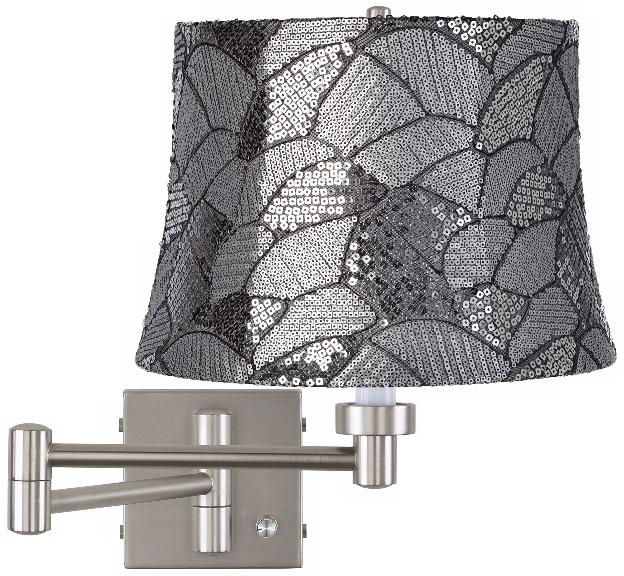 Gray Sequins Brushed Steel Swing Arm Wall Lamp