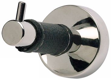 Zanzibar Collection Polished Chrome Black Leather Bath Hook