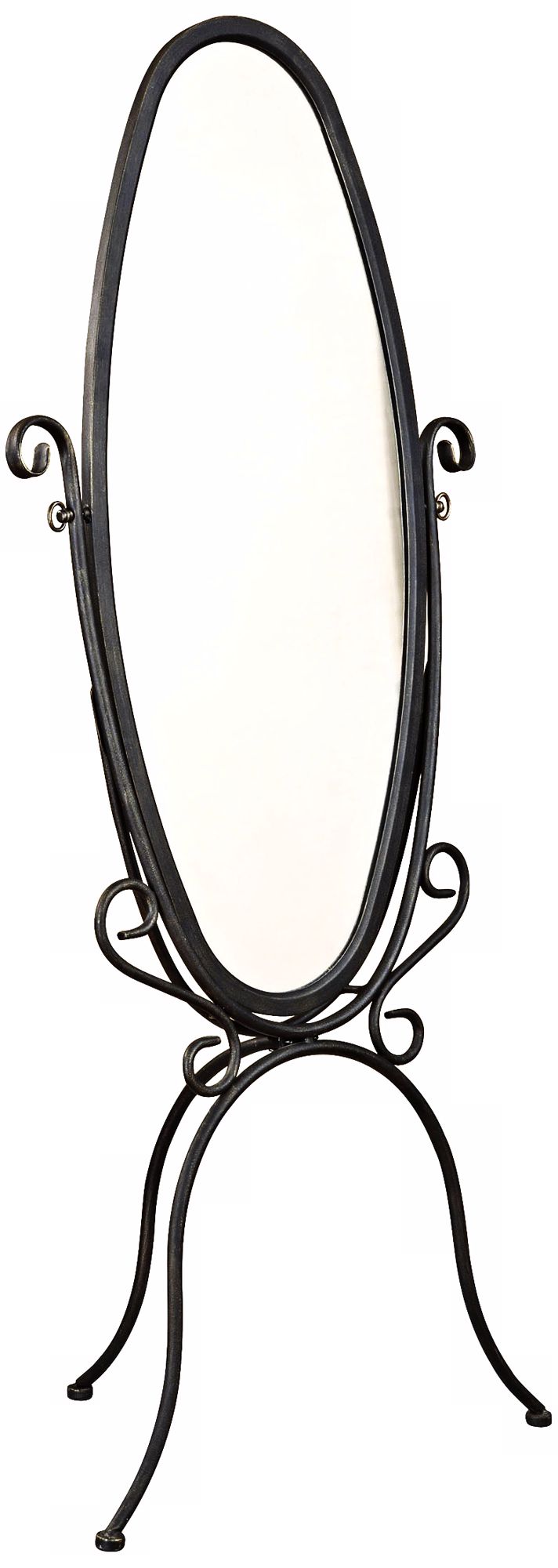 Metal Scroll Black Cheval Style 60 1/4" High Floor Mirror