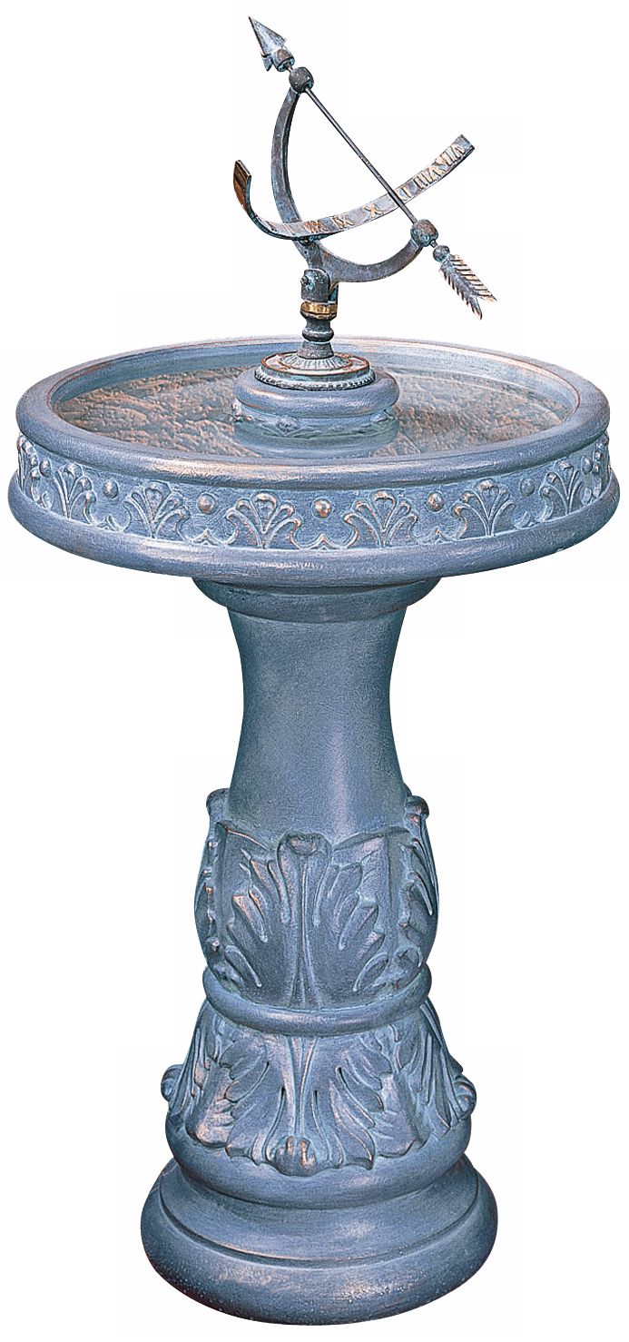 Henri Studios Equatorial Bow Sundial Cast Stone Bird Bath