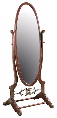 Heirloom Brass and Cherry Cheval 63" High Floor Mirror