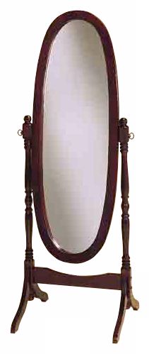 Dark Cherry Cheval Oval 59 1/4" High Floor Mirror