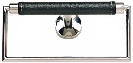 Zanzibar Collection Chrome and Black Leather 6" Towel Ring